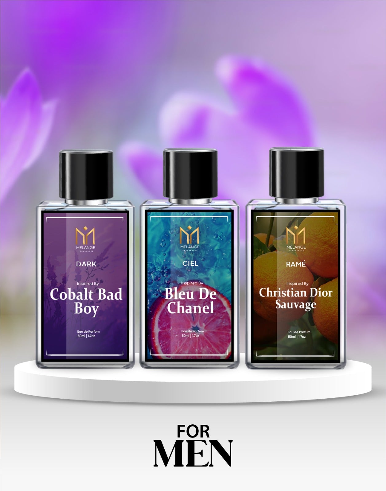 Pack Of 3 Gift Box (Cobalt Bad Boy, Bleu De Chanel,Christian Dior Sauvage)