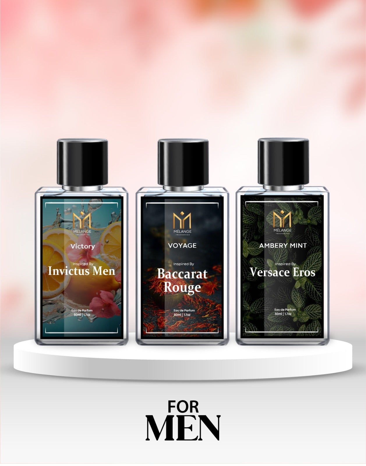 Pack Of 3 Gift Box (Invictus Men, Baccarat Rouge, Versace Eros)