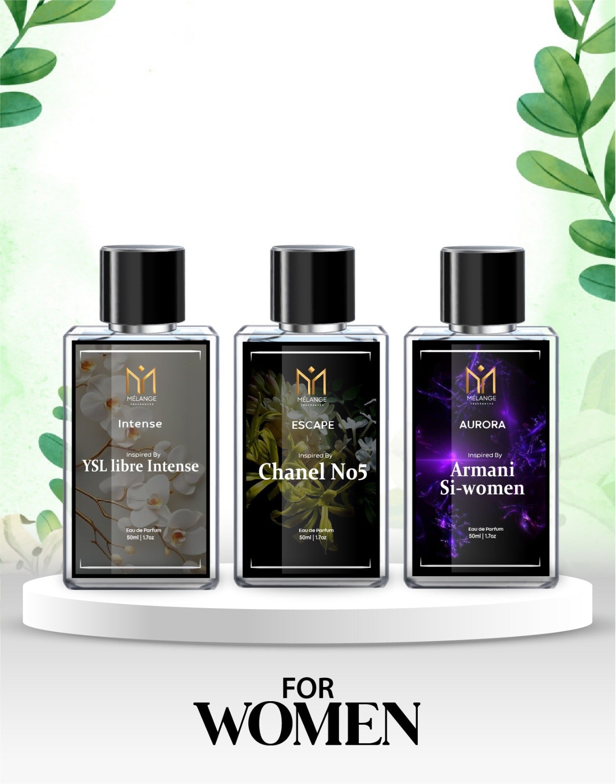 Pack Of 3 Gift Box (YSL Libre Intense, Chanel No.5, Armani Si Women)