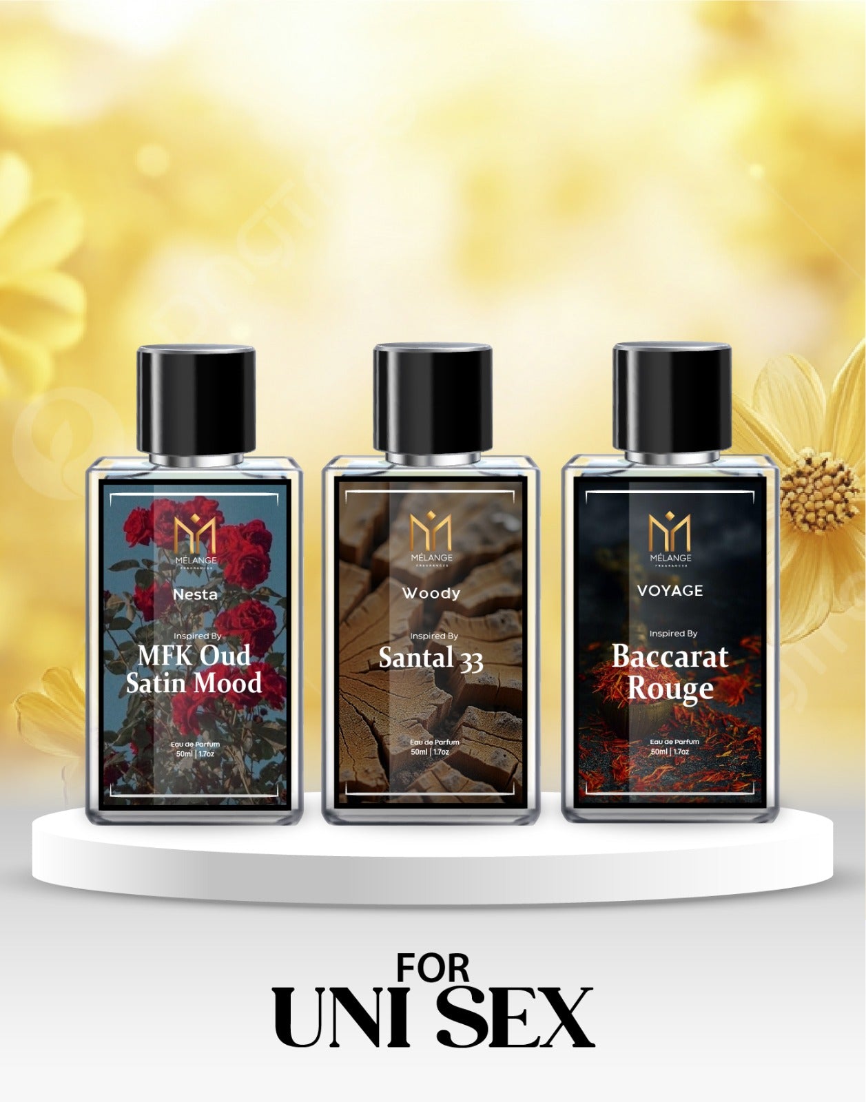 Pack Of 3 Gift Box (MFK Oud Satin Mood, Santal 33, Baccarat Rouge)