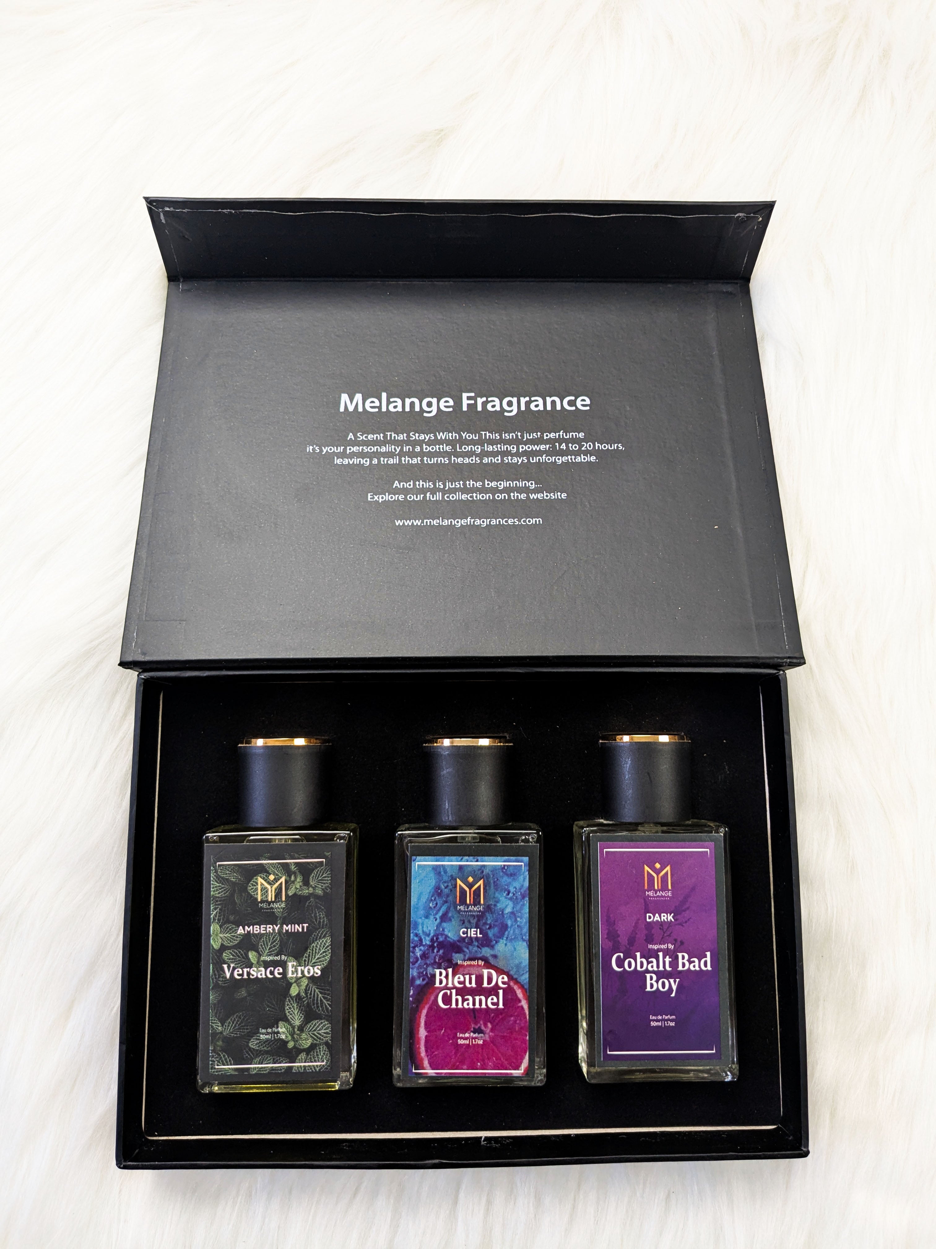 Pack Of 3 Gift Box (Versace Eros, Bleu De Chanel, Cobalt Bad Boy)