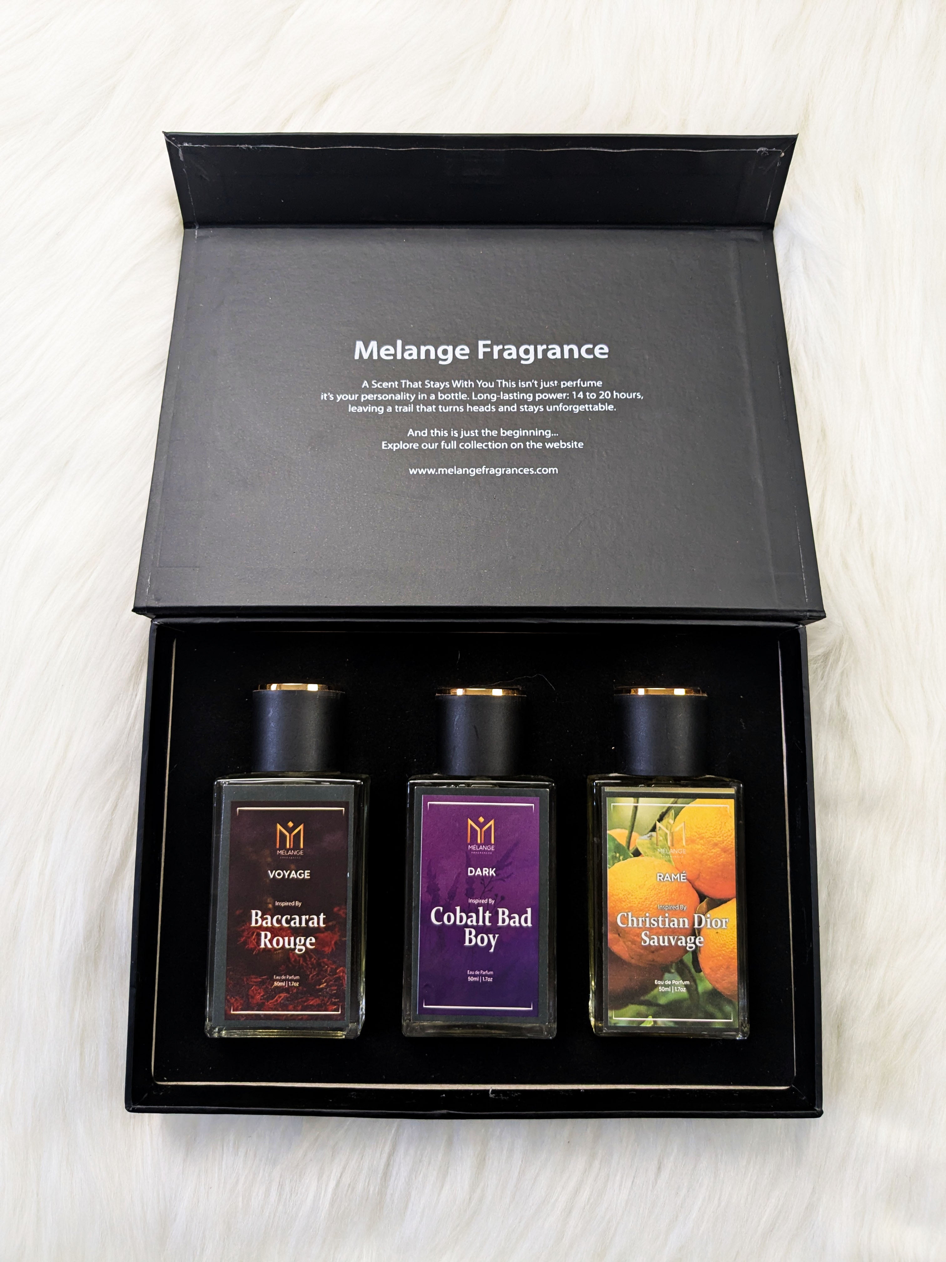 Pack Of 3 Gift Box (Baccarat Rouge, Coblat Bad Boy, Christian Dior Sauvage)