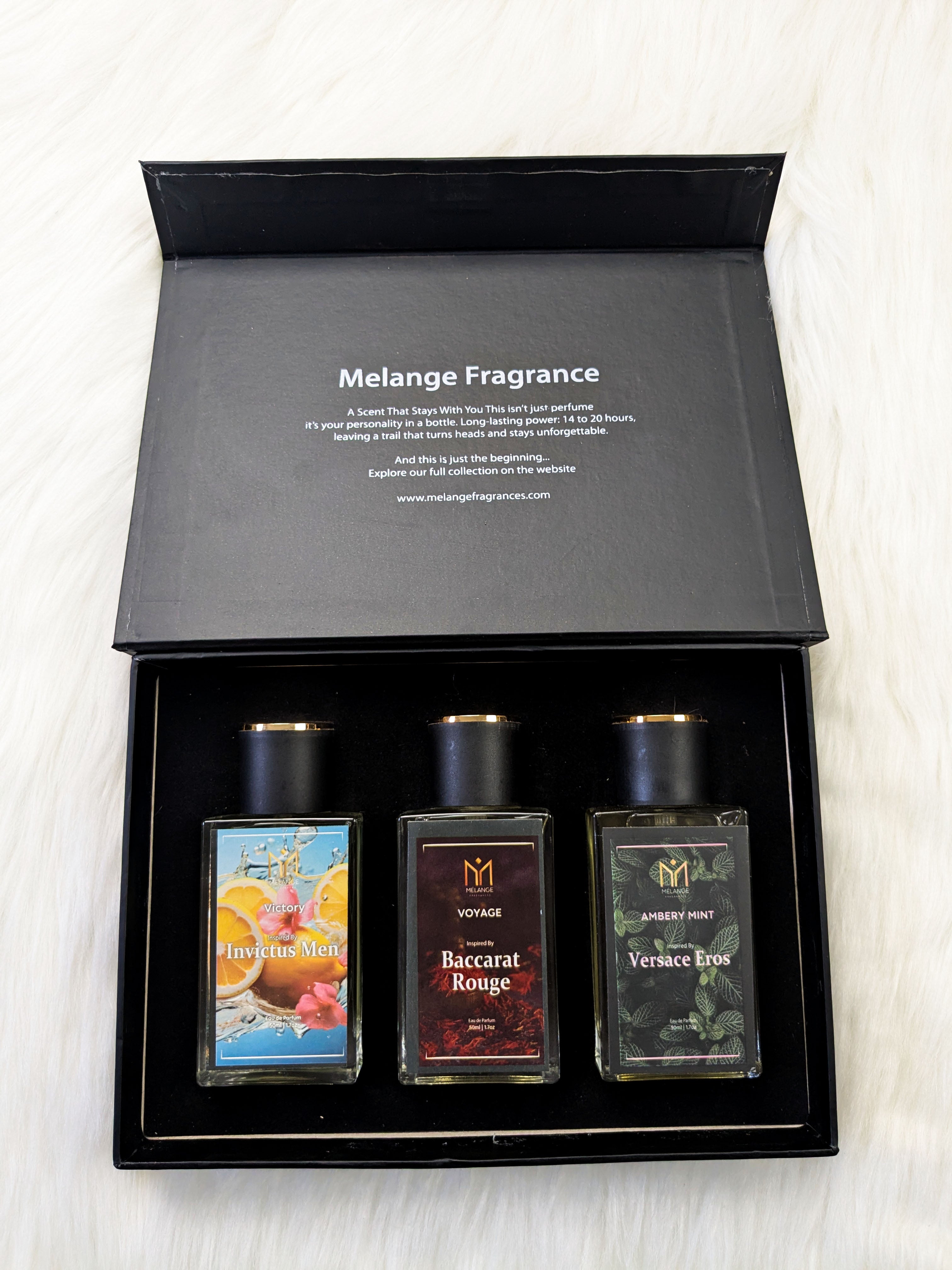 Pack Of 3 Gift Box (Invictus Men, Baccarat Rouge, Versace Eros)