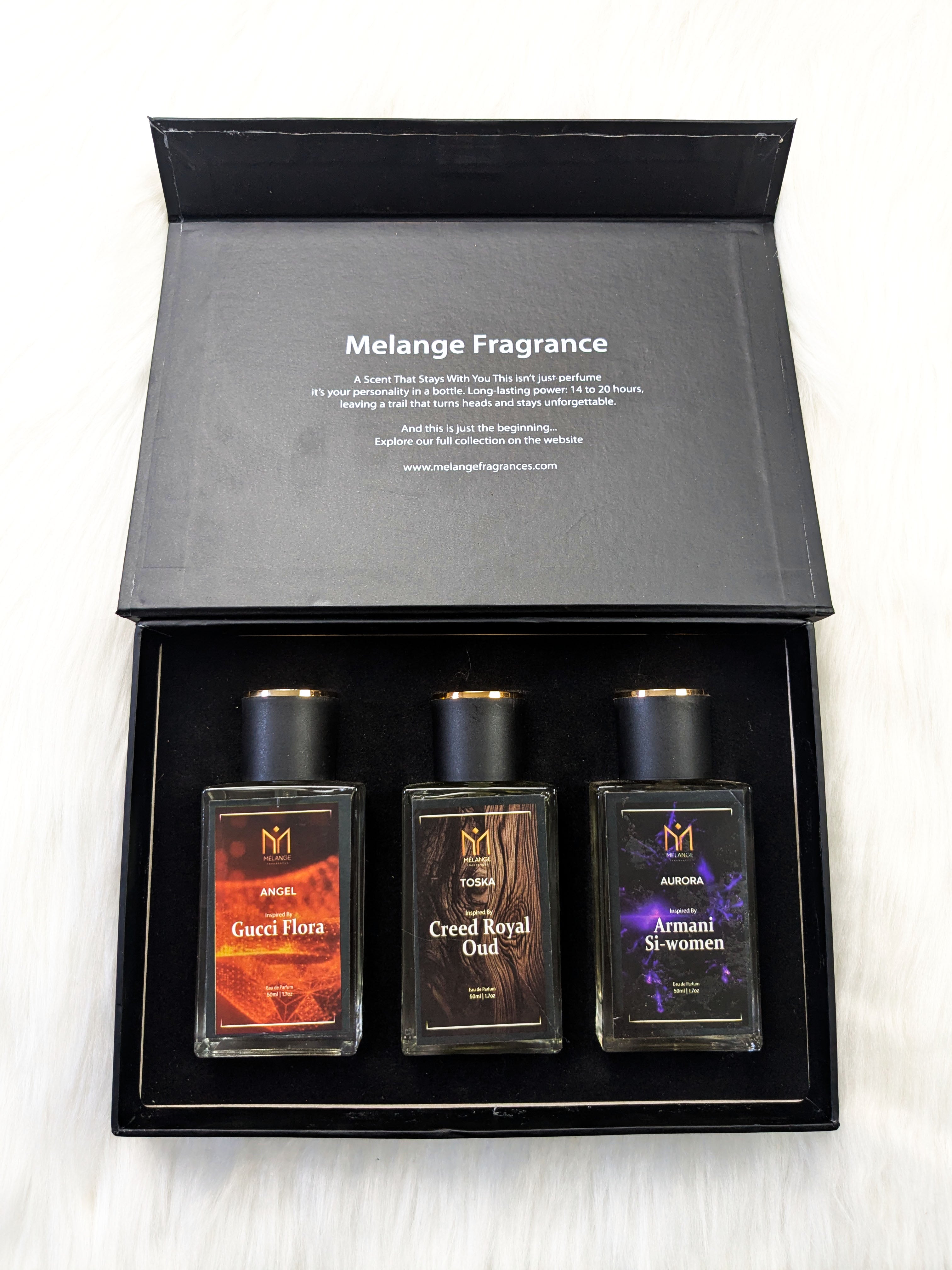 Pack Of 3 Gift Box (Gucci Flora, Creed Royal Oud, Armani Si-Women)